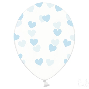 Ballon Klar med Blå Hjerter